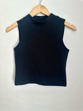 H&M Women’s Black Sleeveless Mock Neck Crop Top Size S